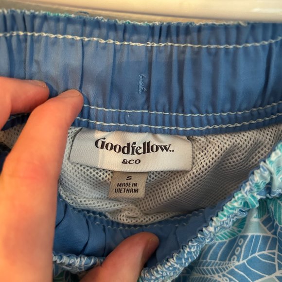 Blue Pattern Swim Trunks - Picture 2 of 3